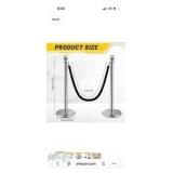 6 Pcs Crowd Control Stanchions and Velvet Ropes 5 ft Poles Silver Crowd Control Barriers Black Ropes Stainless Steel Stanchions Post for Party Supplies Retail $119