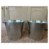 Pack of 2 Galvanized Pail 10L | Beer Bucket, Garden Planter, Snack Pail, 10x10x9.5  inches | Retail $25