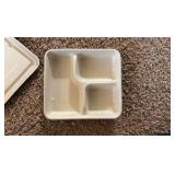Restaurant Style To-Go Boxes - 50-Count - Recycled Paper Material - Three Compartment - Low Profile