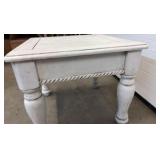Vintage End Table With One Drawer, Painted White and Distressed