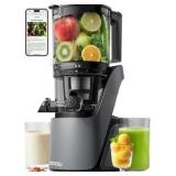 Canoly C16 Cold Press Juicer, 6" Extra Wide Feed Chute, 3-IN-1 Strainers (Juice & Sorbet & Nut Milk), Powerful AC Brushless Motor, Self Precut System, Juicer Machines with BPA-Free (Space Gray) Retail