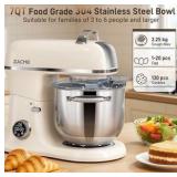 ZACME 7 Quart Stand Mixer Aluminum Die Casting, 650W 12 Speed Tilt-Head Kitchen Electric Stand Mixer, Household Food Mixer with Stainless Steel Bowl, Dough Hook, Whisk and Beater (Porcelain) Retail $3