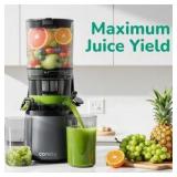 Canoly C16 Cold Press Juicer, 6" Extra Wide Feed Chute, 3-IN-1 Strainers (Juice & Sorbet & Nut Milk), Powerful AC Brushless Motor, Self Precut System, Juicer Machines with BPA-Free (Space Gray) Retail