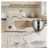 ZACME 7 Quart Stand Mixer Aluminum Die Casting, 650W 12 Speed Tilt-Head Kitchen Electric Stand Mixer, Household Food Mixer with Stainless Steel Bowl, Dough Hook, Whisk and Beater (Porcelain) Retail $3