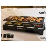 CUSIMAX Raclette Grill Electric Grill Table Portable 2 in 1 Korean BBQ Grill Indoor & Cheese Raclette, Reversible Non-stick plate, Crepe Maker with Adjustable temperature control and 8 Paddles, New in