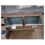GALVINIZED COUNTER WITH 2 LARGE TIP OUT BINS WITH 3 DRAWERS