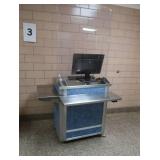 STAINLESS STEEL CASH REGISTER COUNTER WITH SCREEN SETUP