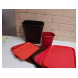 BRAND NEW GARBAGE CANS AND MISC SERVING TRAYS