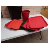 BRAND NEW GARBAGE CANS AND MISC SERVING TRAYS