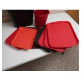 BRAND NEW GARBAGE CANS AND MISC SERVING TRAYS