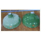 2 16" VINTAGE APPLETON RLM GREEN ENAMEL LIGHT SHADES