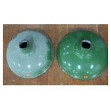2 16" VINTAGE APPLETON RLM GREEN ENAMEL LIGHT SHADES