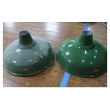 2 16" VINTAGE APPLETON RLM GREEN ENAMEL LIGHTSHADES