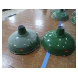 2 16" VINTAGE APPLETON RLM GREEN ENAMEL LIGHTSHADES