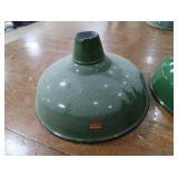 2 16" VINTAGE APPLETON RLM GREEN ENAMEL LIGHTSHADES