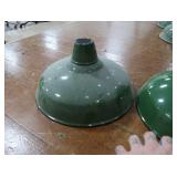 2 16" VINTAGE APPLETON RLM GREEN ENAMEL LIGHTSHADES
