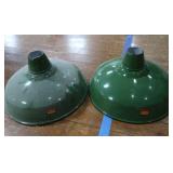 2 16" VINTAGE APPLETON RLM GREEN ENAMEL LIGHTSHADES