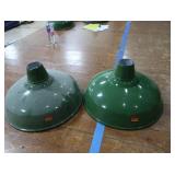 2 16" VINTAGE APPLETON RLM GREEN ENAMEL LIGHTSHADES