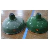 2 16" VINTAGE APPLETON RLM GREEN ENAMEL LIGHTSHADES