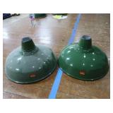 2 16" VINTAGE APPLETON RLM GREEN ENAMEL LIGHTSHADES