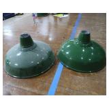 2 16" VINTAGE APPLETON RLM GREEN ENAMEL LIGHTSHADES