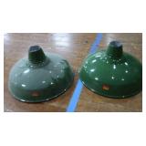 2 16" VINTAGE APPLETON RLM GREEN ENAMEL LIGHTSHADES