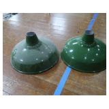 2 16" VINTAGE APPLETON RLM GREEN ENAMEL LIGHTSHADES