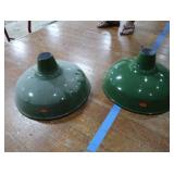2 16" VINTAGE APPLETON RLM GREEN ENAMEL LIGHTSHADES