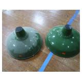 2 16" VINTAGE APPLETON RLM GREEN ENAMEL LIGHTSHADES