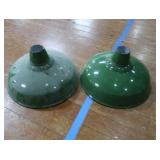 2 16" VINTAGE APPLETON RLM GREEN ENAMEL LIGHTSHADES
