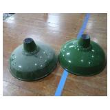 2 16" VINTAGE APPLETON RLM GREEN ENAMEL LIGHTSHADES