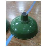 2 16" VINTAGE APPLETON RLM GREEN ENAMEL LIGHTSHADES