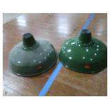 2 16" VINTAGE APPLETON RLM GREEN ENAMEL LIGHTSHADES