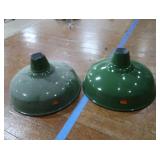2 16" VINTAGE APPLETON RLM GREEN ENAMEL LIGHTSHADES