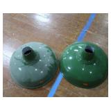 2 16" VINTAGE APPLETON RLM GREEN ENAMEL LIGHTSHADES