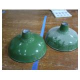 2 16" VINTAGE APPLETON RLM GREEN ENAMEL LIGHTSHADES