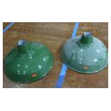2 16" VINTAGE APPLETON RLM GREEN ENAMEL LIGHTSHADES