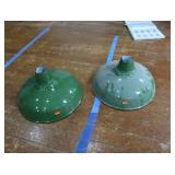2 16" VINTAGE APPLETON RLM GREEN ENAMEL LIGHTSHADES