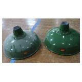 2 16" VINTAGE APPLETON RLM GREEN ENAMEL LIGHTSHADES