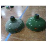 2 16" VINTAGE APPLETON RLM GREEN ENAMEL LIGHTSHADES