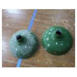 2 16" VINTAGE APPLETON RLM GREEN ENAMEL LIGHTSHADES