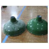 2 16" VINTAGE APPLETON RLM GREEN ENAMEL LIGHTSHADES