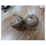 2 ANTIQUE COPPER TANK FLOATS