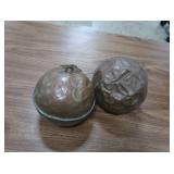 2 ANTIQUE COPPER TANK FLOATS