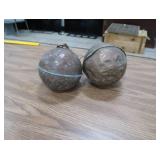 2 ANTIQUE COPPER TANK FLOATS