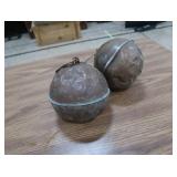 2 ANTIQUE COPPER TANK FLOATS