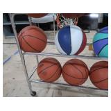 12 BALLS ON MOVABLE RACK/CART