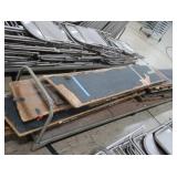 WOODEN SITTING/BLEACHERS ON METAL ROLLY CART
