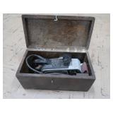 VINTAGE WOOD TOOL BOX + BLACK AND DECKER SANDER