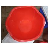 2 NICE COLEMAN COOLERS WITH 3 RED BOWLS